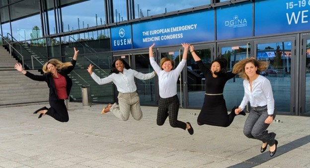 Group jumping in the air