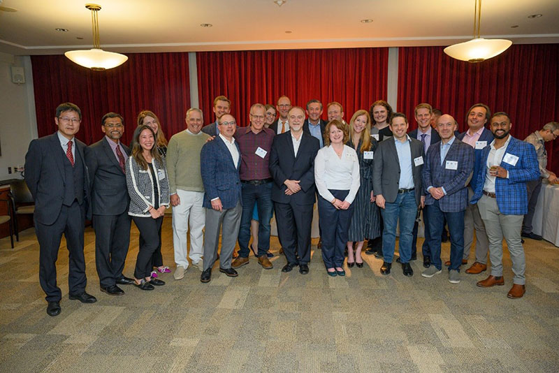 A gathering of former fellows with Dr. Zeitels (middle) during the MGH Voice Center Alumni Dinner organized during the 2023 combined otolaryngology spring meetings in Boston, MA.